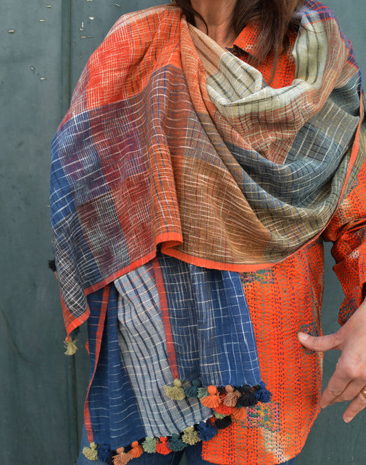 Echarpe tissée " WOMEN WEAVE " orange